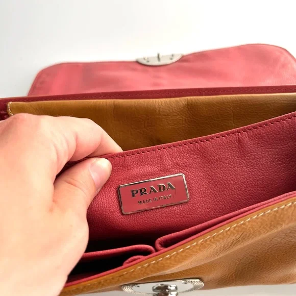 Prada Tan Leather Studded Shoulder Bag - Picture 12 of 13